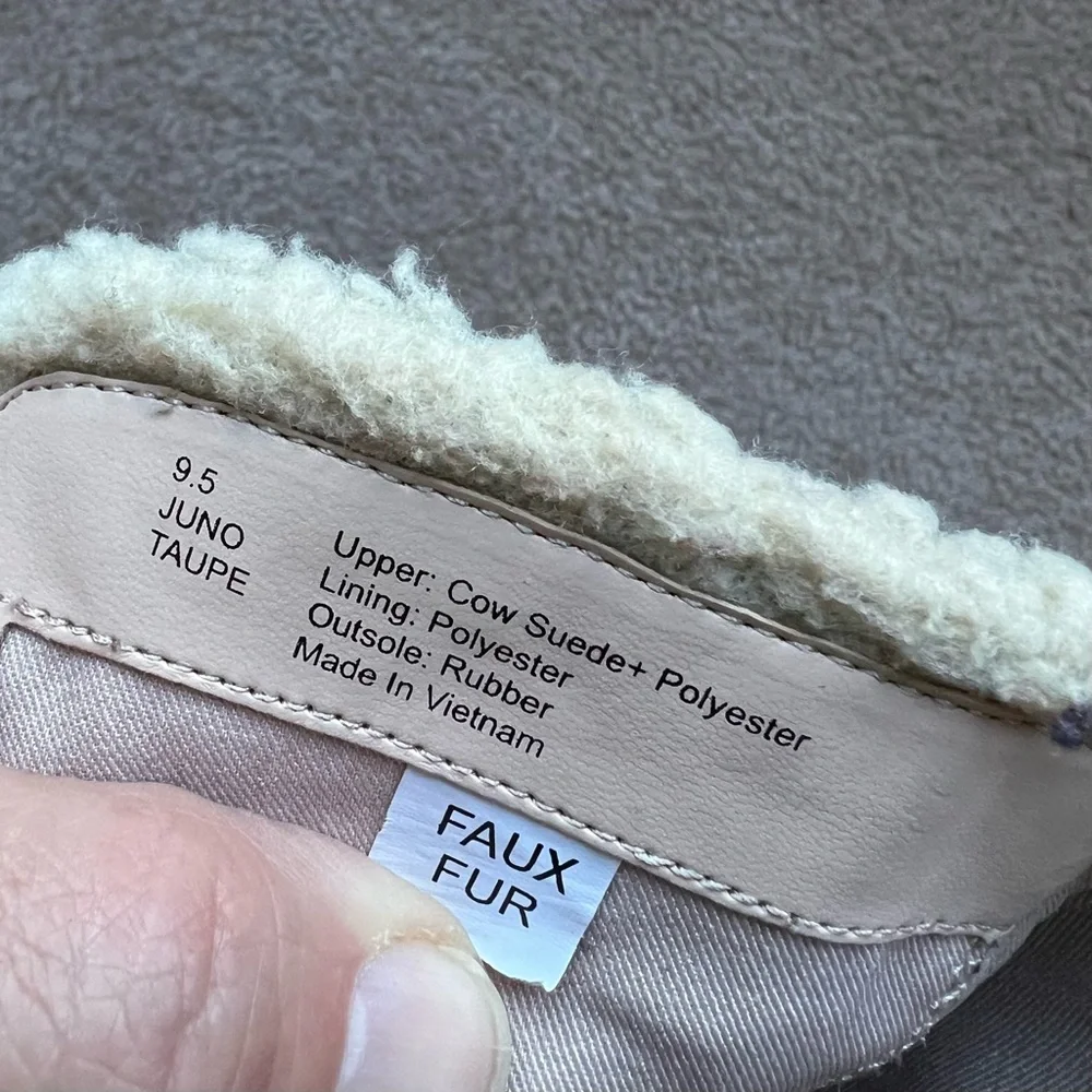Sole Society “Juno” Over the Knee Boot Suede w Faux Shearling Trim - Taupe